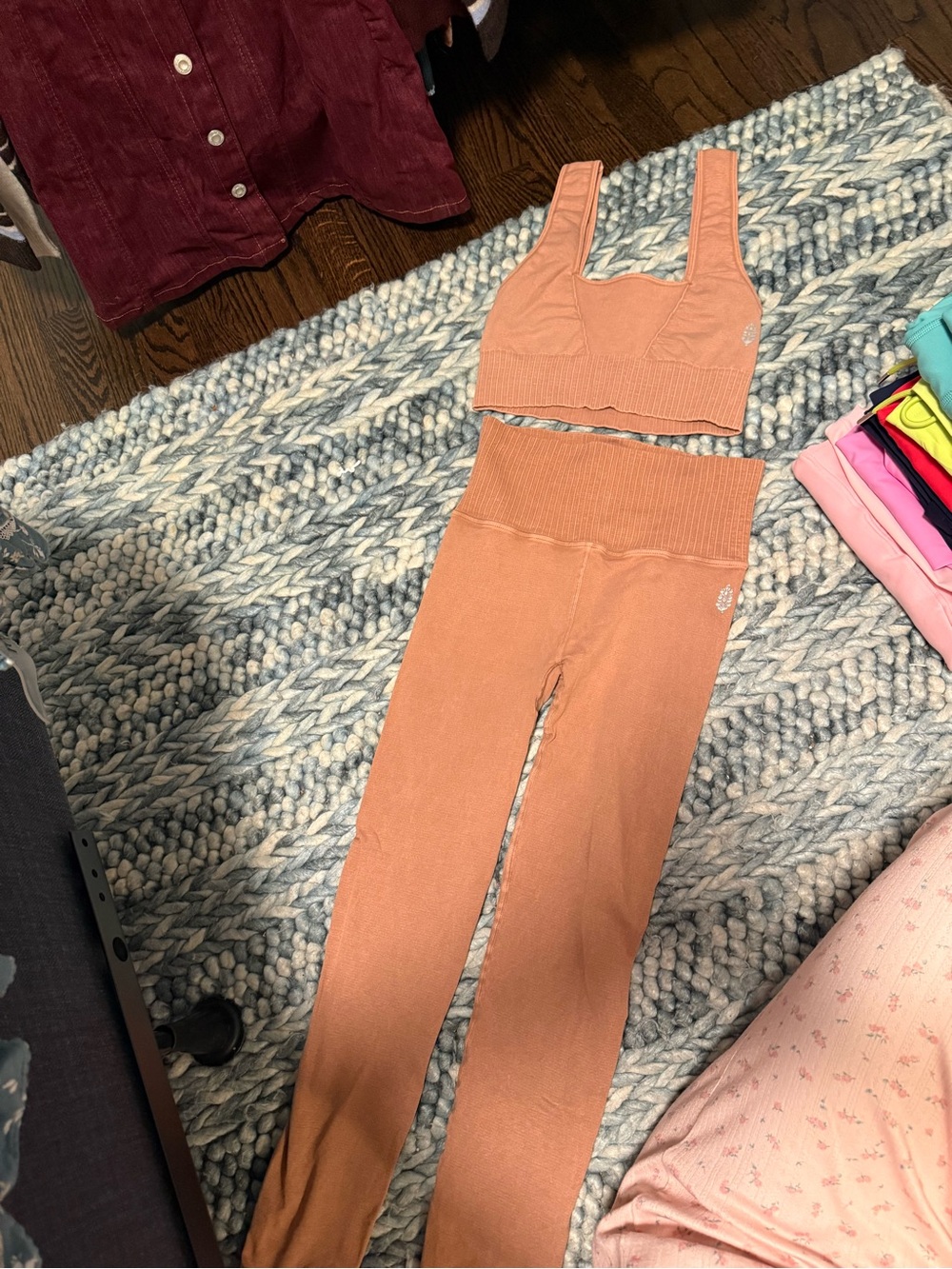 FP Movement by Free People Ribbed High-Waist Leggings & Crop Tank - Rusty Orange
